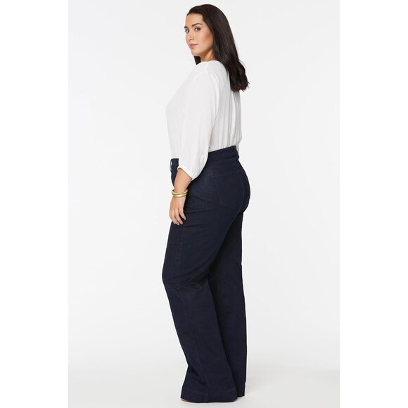 Women's Plus Size Trouser Jeans Cotton Blend Wide Leg Slimming Technology - Picture 3 of 6